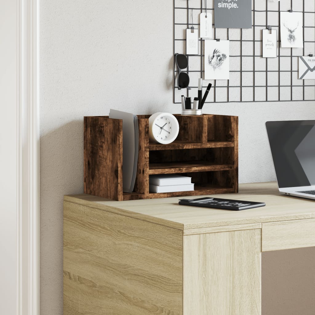 Hylle Til Skrivebord Røkt Eik 44,5X24X25 Cm Konstruert Tre