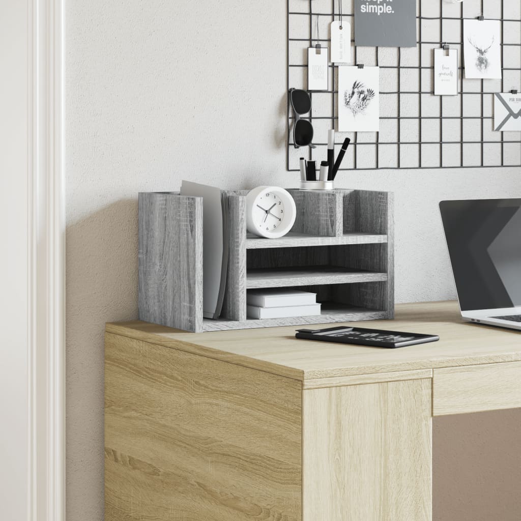 Hylle Til Skrivebord Grå Sonoma 44,5X24X25 Cm Konstruert Tre