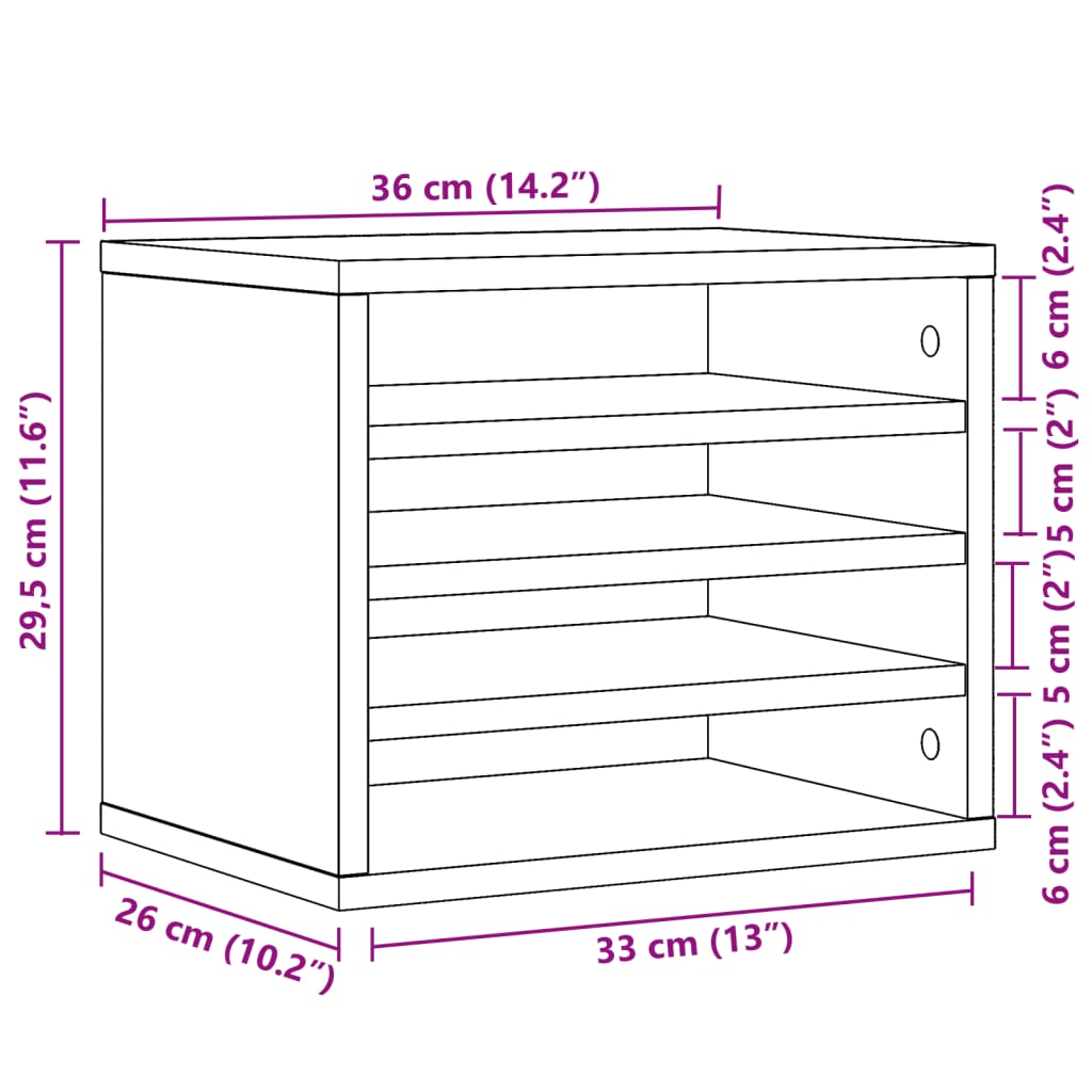 Hylle Til Skrivebord Hvit 36X26X29,5 Cm Konstruert Tre