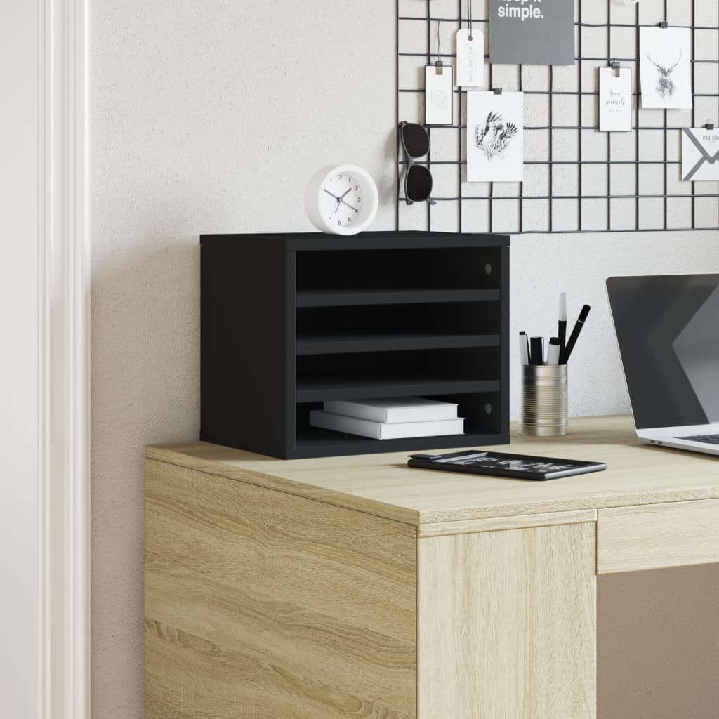 Hylle Til Skrivebord Svart 36X26X29,5 Cm Konstruert Tre