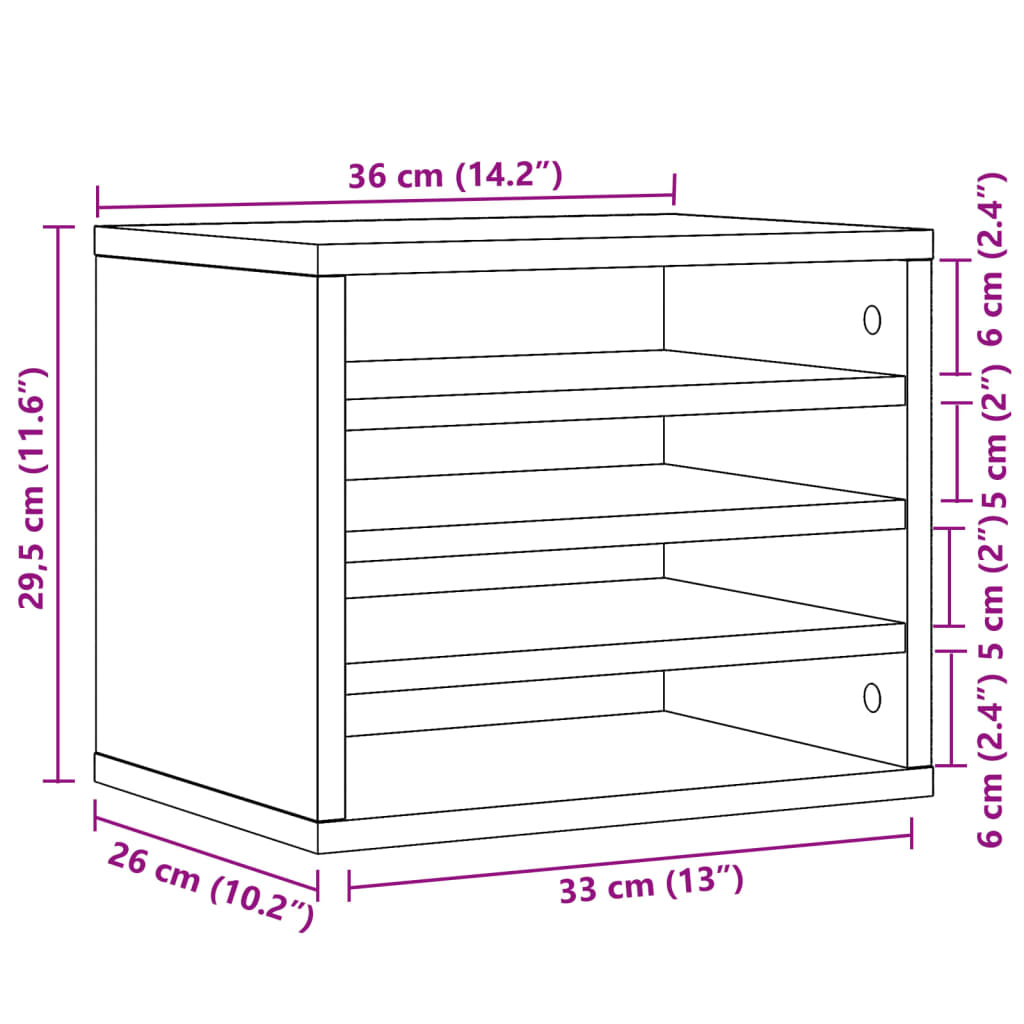 Hylle Til Skrivebord Svart 36X26X29,5 Cm Konstruert Tre