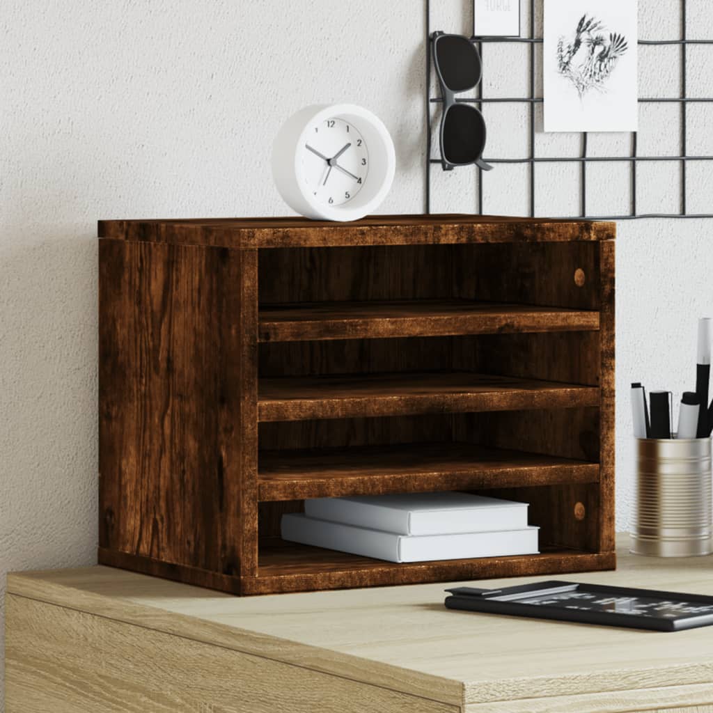 Hylle Til Skrivebord Røkt Eik 36X26X29,5 Cm Konstruert Tre