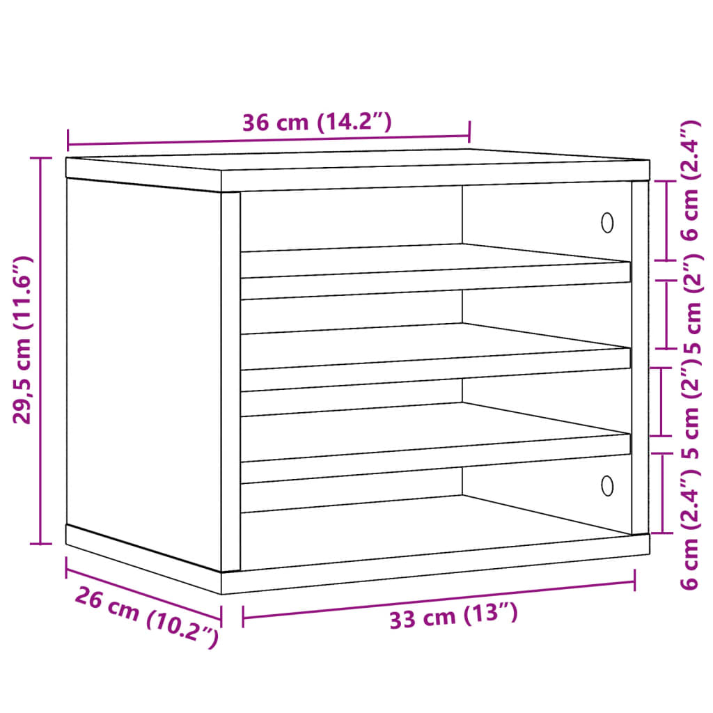 Hylle Til Skrivebord Brun Eik 36X26X29,5 Cm Konstruert Tre