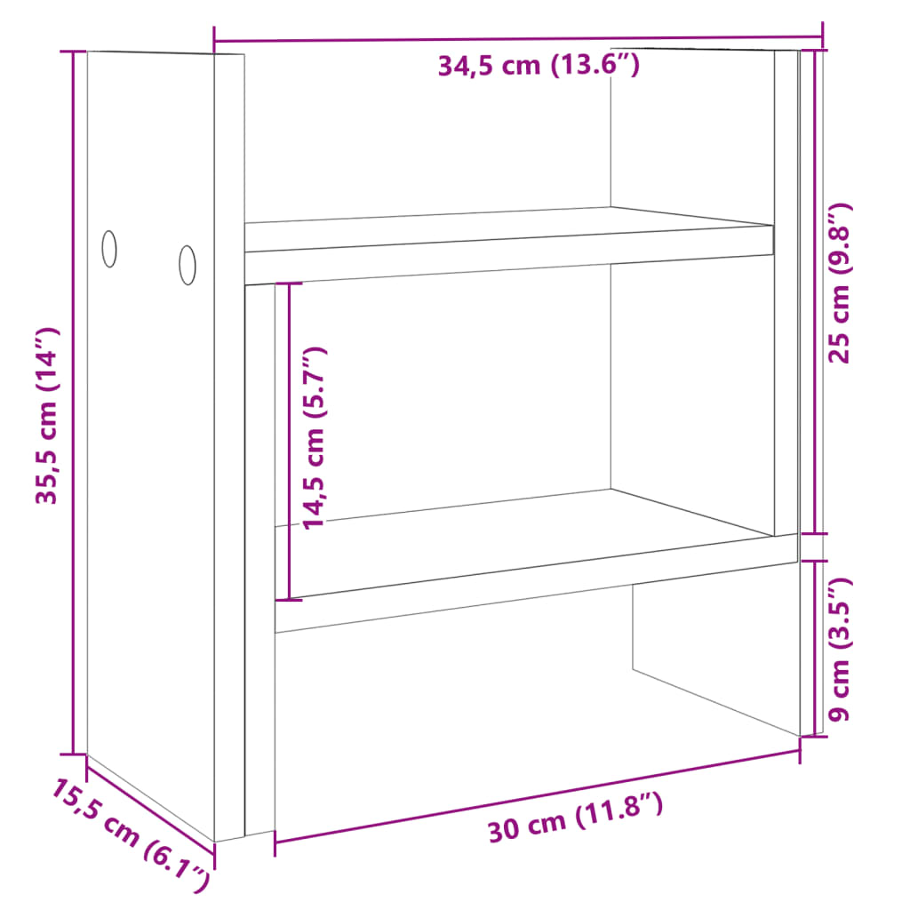 Hylle Til Skrivebord Svart 34,5X15,5X35,5 Cm Konstruert Tre