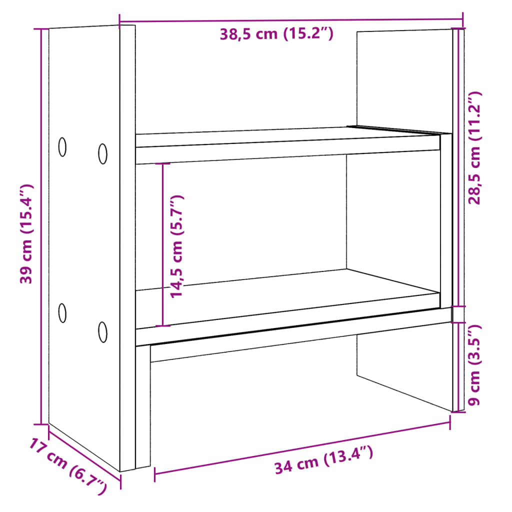Hylle Til Skrivebord Betonggrå 38,5X17X39 Cm Konstruert Tre