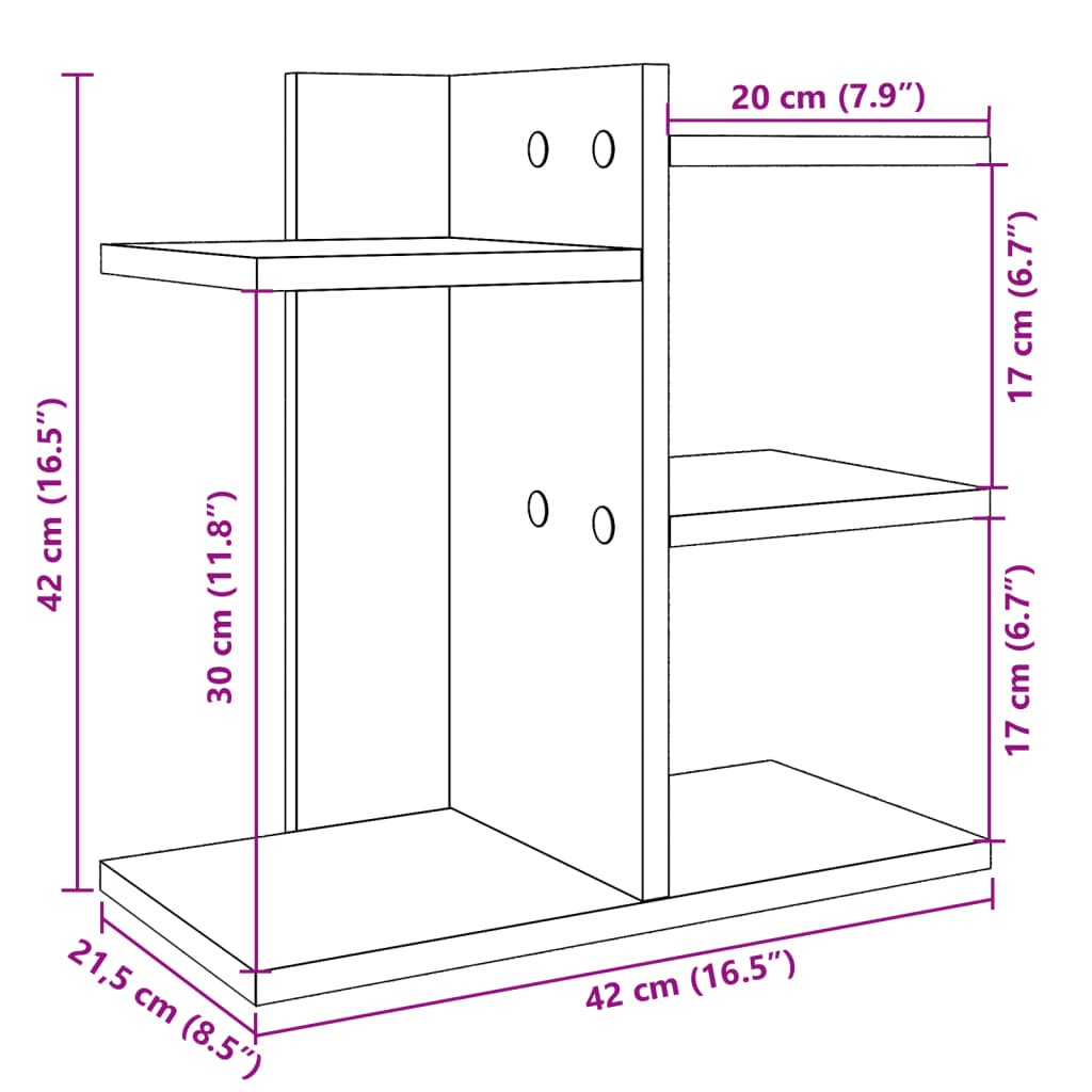 Hylle Til Skrivebord Sonoma Eik 42X21,5X42 Cm Konstruert Tre