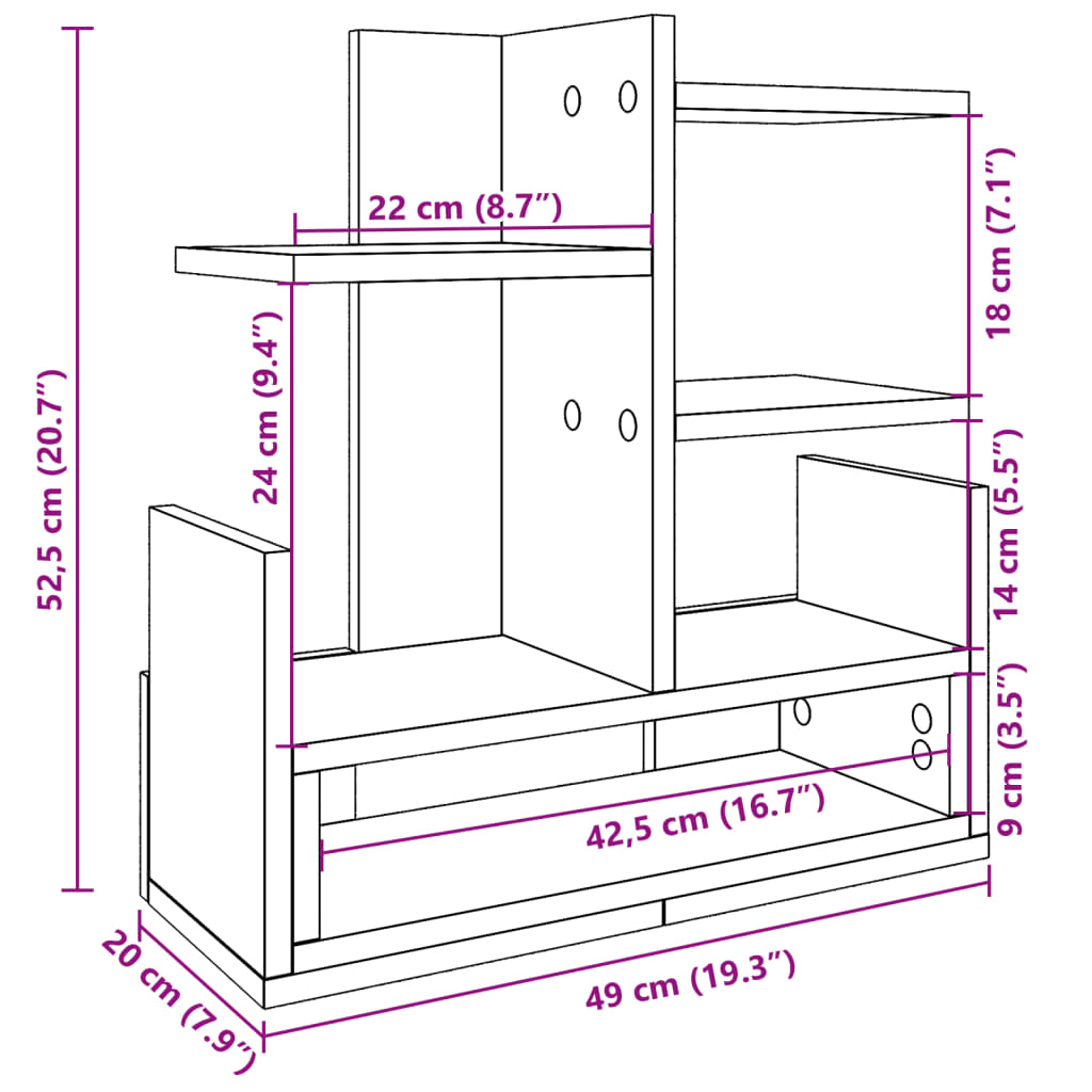 Hylle Til Skrivebord Sonoma Eik 49X20X52,5 Cm Konstruert Tre