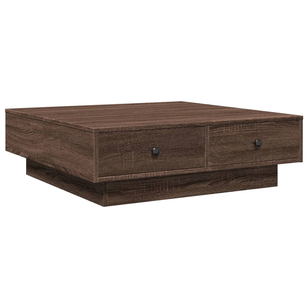 Salongbord Brun Eik 90X90X28 Cm Konstruert Tre