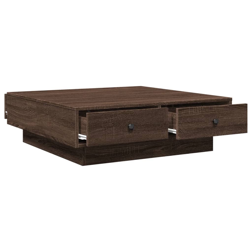 Salongbord Brun Eik 90X90X28 Cm Konstruert Tre