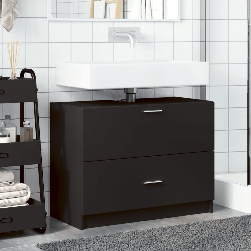 Servantskap Svart 78X37X59 Cm Konstruert Tre