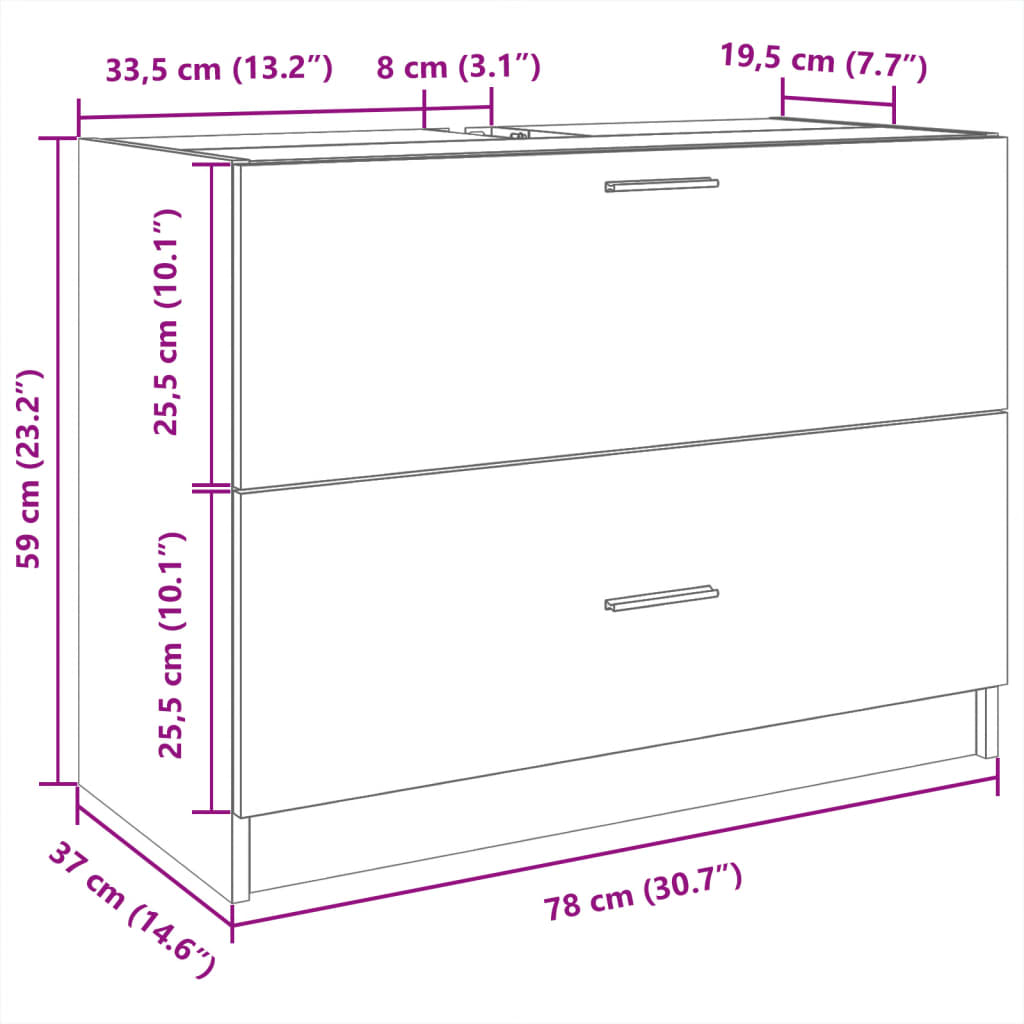 Servantskap Svart 78X37X59 Cm Konstruert Tre