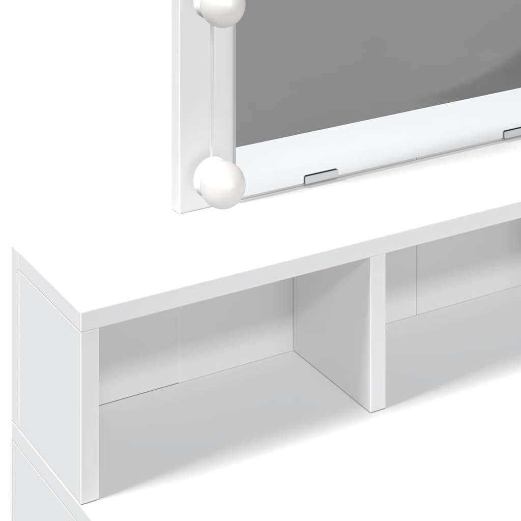 Sminkebord Med Led Hvit 80X41X144,5 Cm