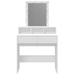 Sminkebord Med Led Hvit 80X41X144,5 Cm