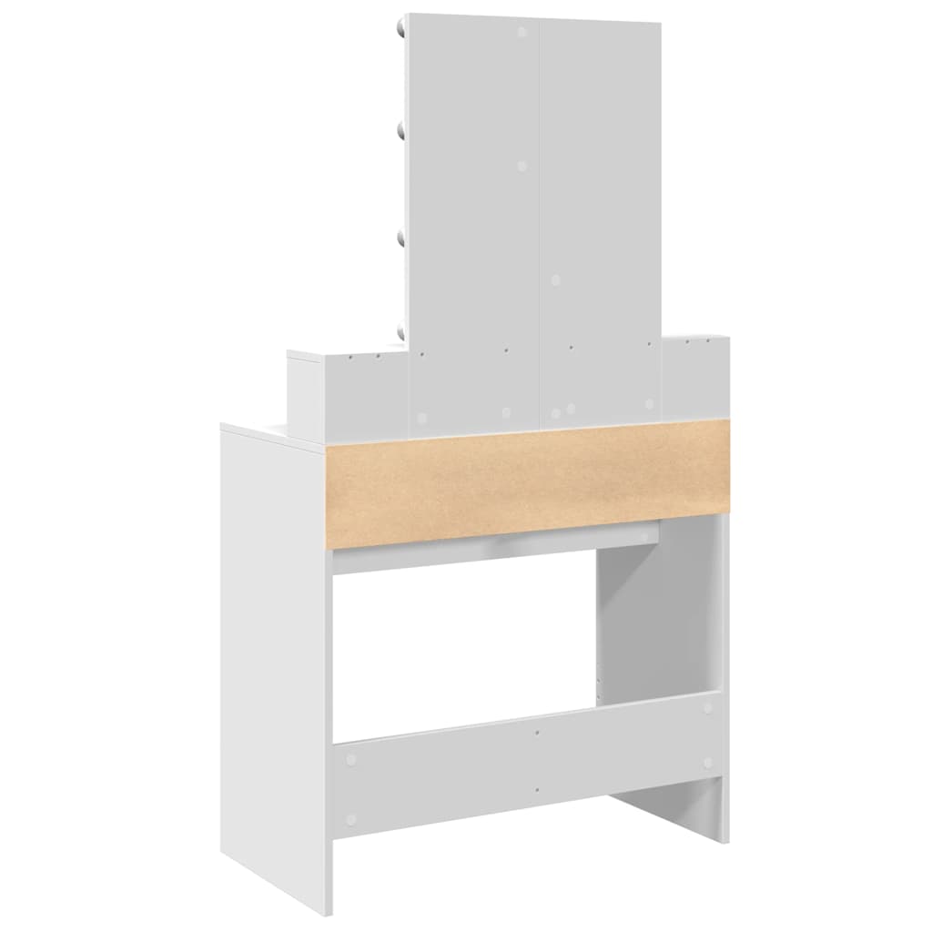 Sminkebord Med Led Hvit 80X41X144,5 Cm