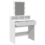 Sminkebord Med Led Hvit 80X41X144,5 Cm