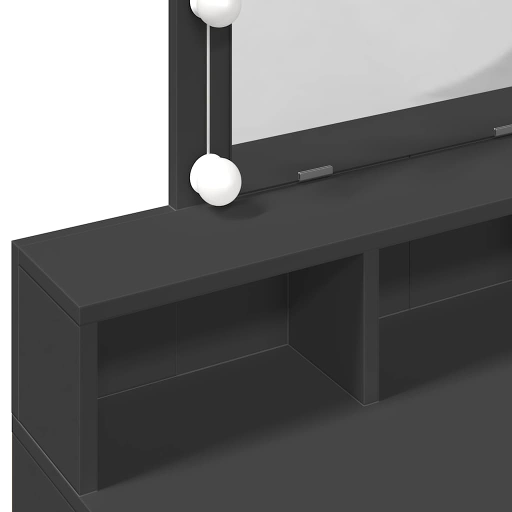 Sminkebord Med Led Svart 80X41X144,5 Cm