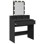 Sminkebord Med Led Svart 80X41X144,5 Cm