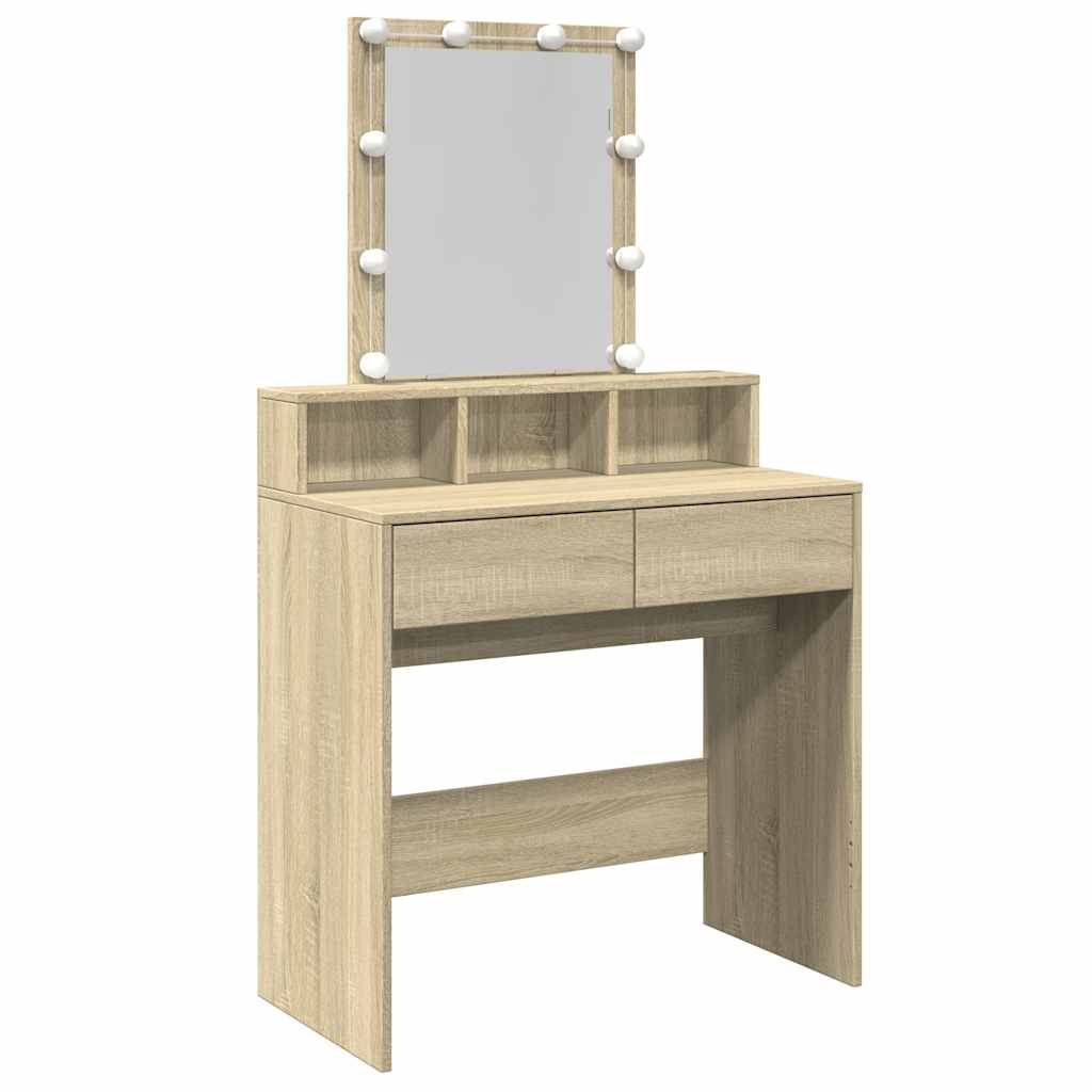 Sminkebord Med Led Sonoma Eik 80X41X144,5 Cm