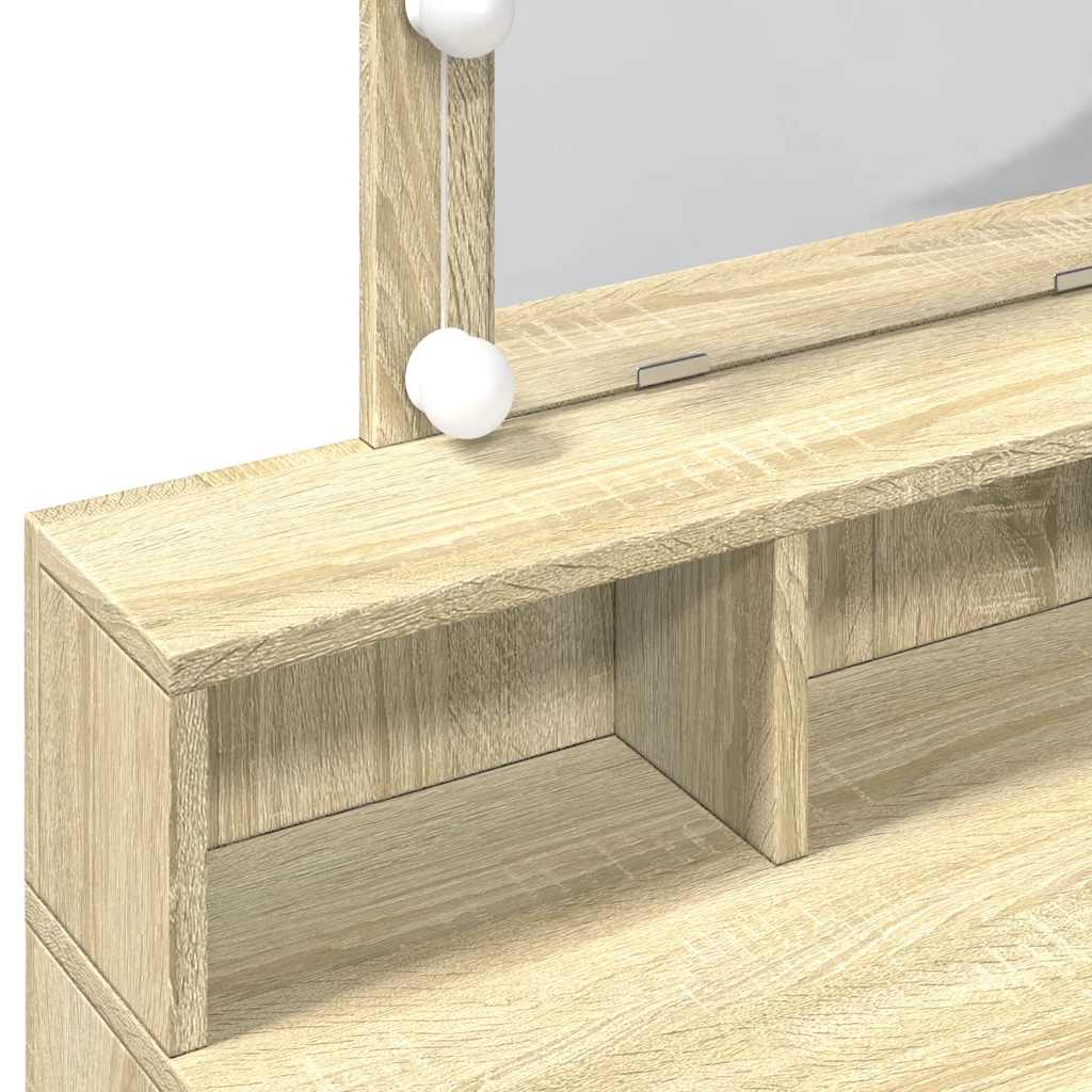Sminkebord Med Led Sonoma Eik 80X41X144,5 Cm
