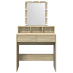 Sminkebord Med Led Sonoma Eik 80X41X144,5 Cm