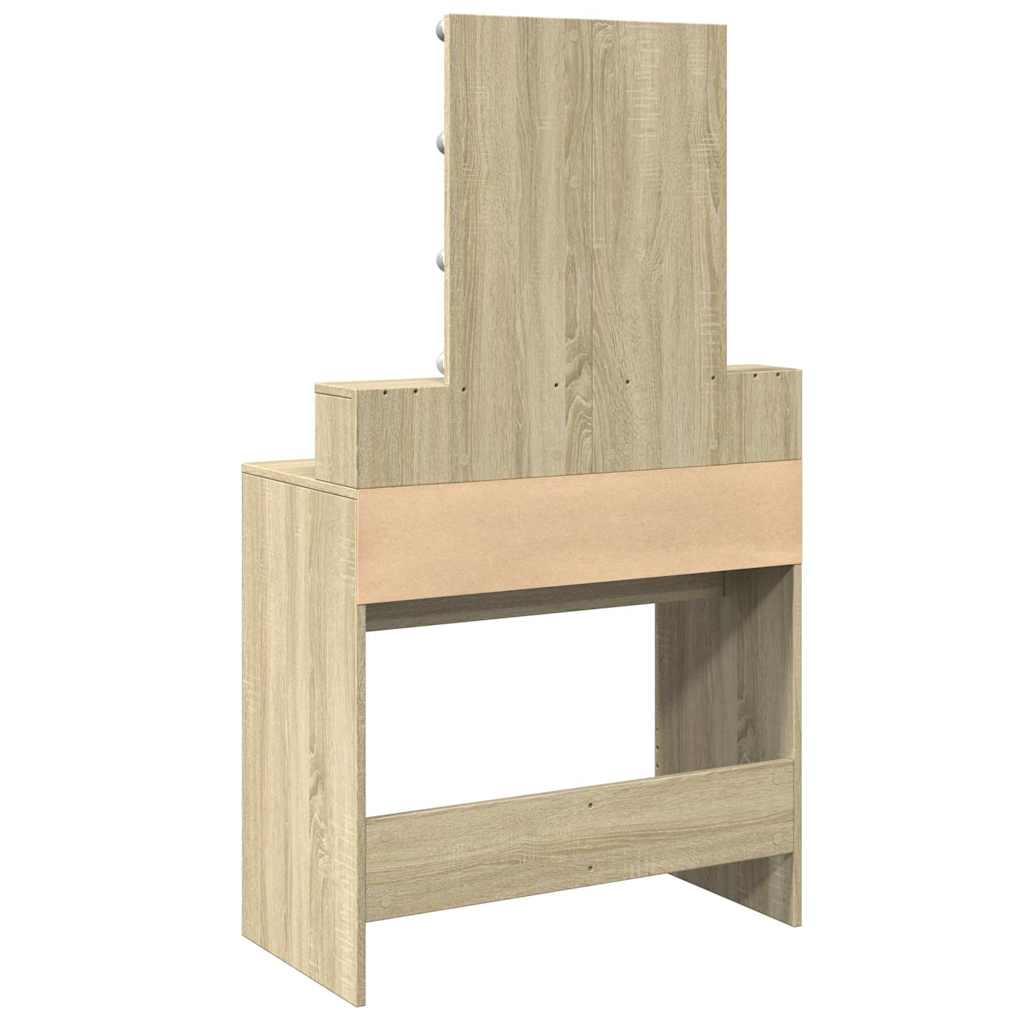 Sminkebord Med Led Sonoma Eik 80X41X144,5 Cm
