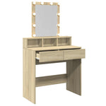 Sminkebord Med Led Sonoma Eik 80X41X144,5 Cm