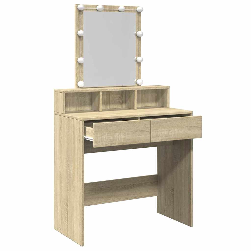 Sminkebord Med Led Sonoma Eik 80X41X144,5 Cm