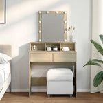 Sminkebord Med Led Sonoma Eik 80X41X144,5 Cm