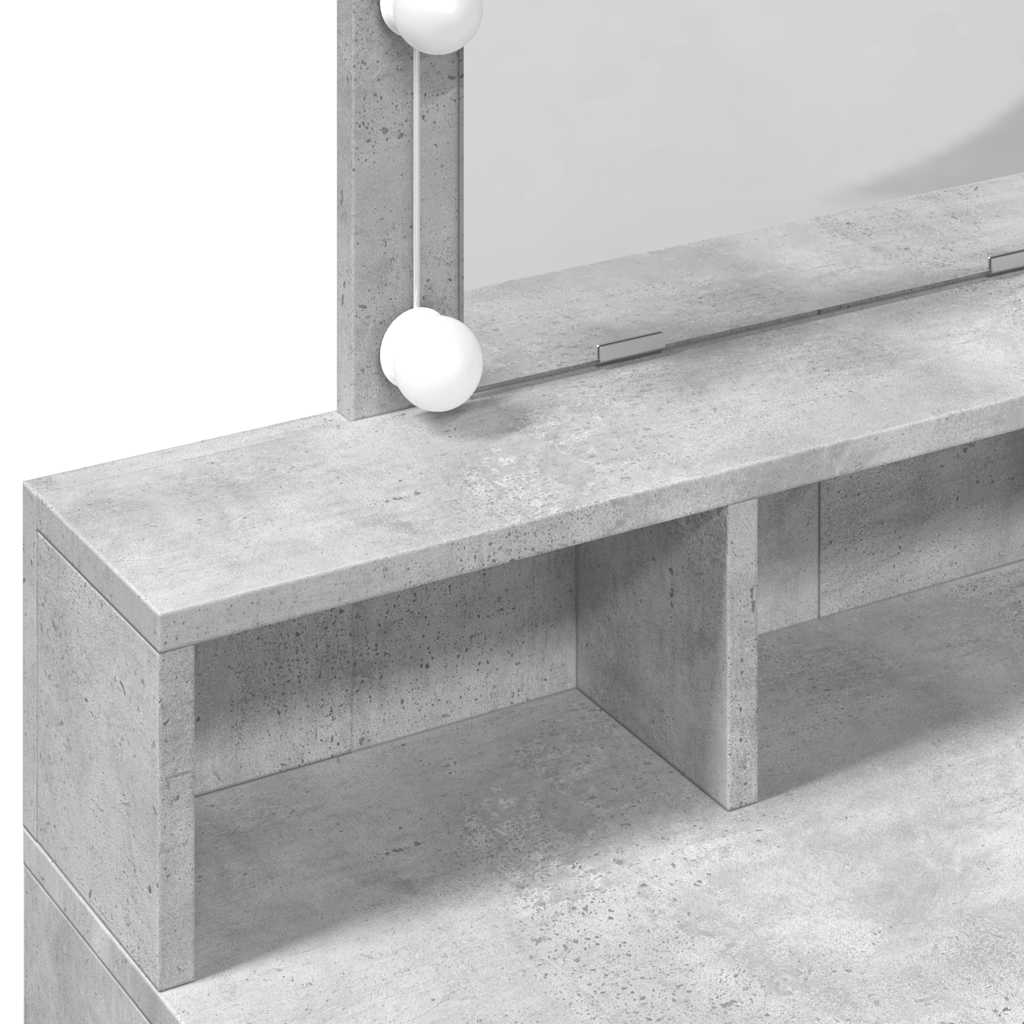 Sminkebord Med Led Betonggrå 80X41X144,5 Cm