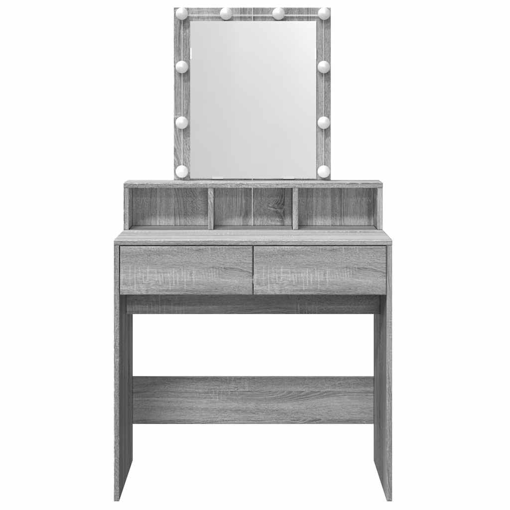 Sminkebord Med Led Grå Sonoma 80X41X144,5 Cm