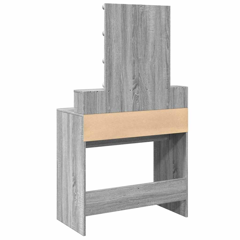 Sminkebord Med Led Grå Sonoma 80X41X144,5 Cm