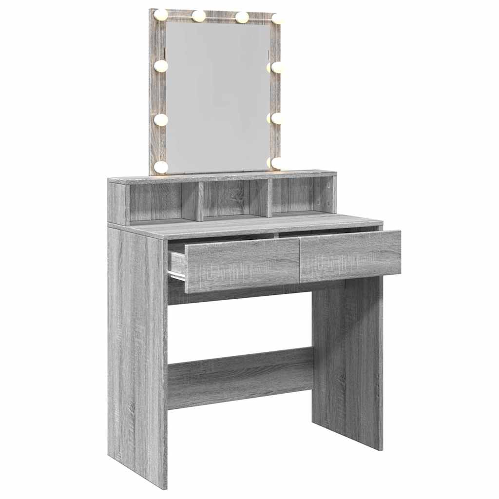Sminkebord Med Led Grå Sonoma 80X41X144,5 Cm