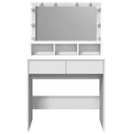 Sminkebord Med Led Hvit 80X41X134,5 Cm