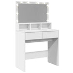 Sminkebord Med Led Hvit 80X41X134,5 Cm