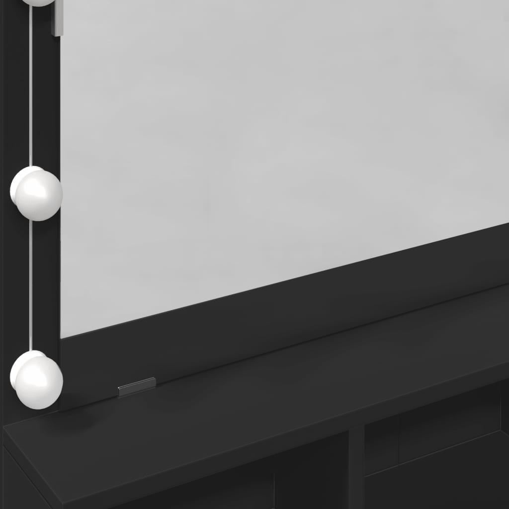 Sminkebord Med Led Svart 80X41X134,5 Cm