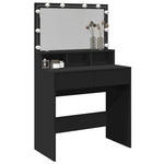 Sminkebord Med Led Svart 80X41X134,5 Cm
