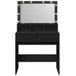 Sminkebord Med Led Svart 80X41X134,5 Cm