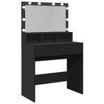 Sminkebord Med Led Svart 80X41X134,5 Cm