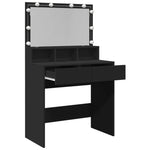 Sminkebord Med Led Svart 80X41X134,5 Cm