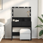 Sminkebord Med Led Svart 80X41X134,5 Cm