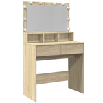 Sminkebord Med Led Sonoma Eik 80X41X134,5 Cm