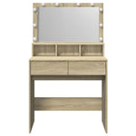 Sminkebord Med Led Sonoma Eik 80X41X134,5 Cm