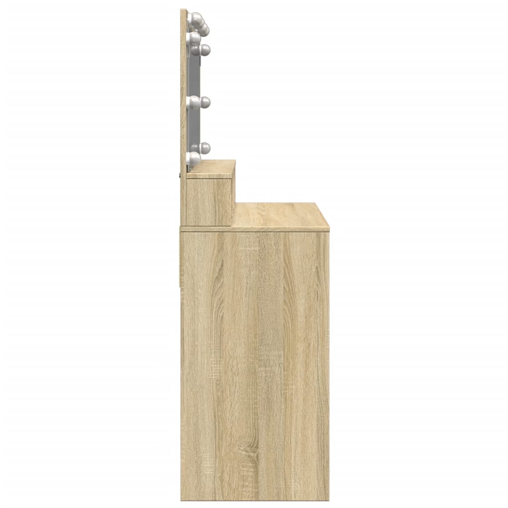 Sminkebord Med Led Sonoma Eik 80X41X134,5 Cm