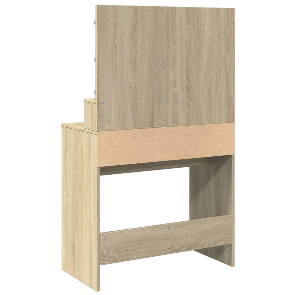 Sminkebord Med Led Sonoma Eik 80X41X134,5 Cm