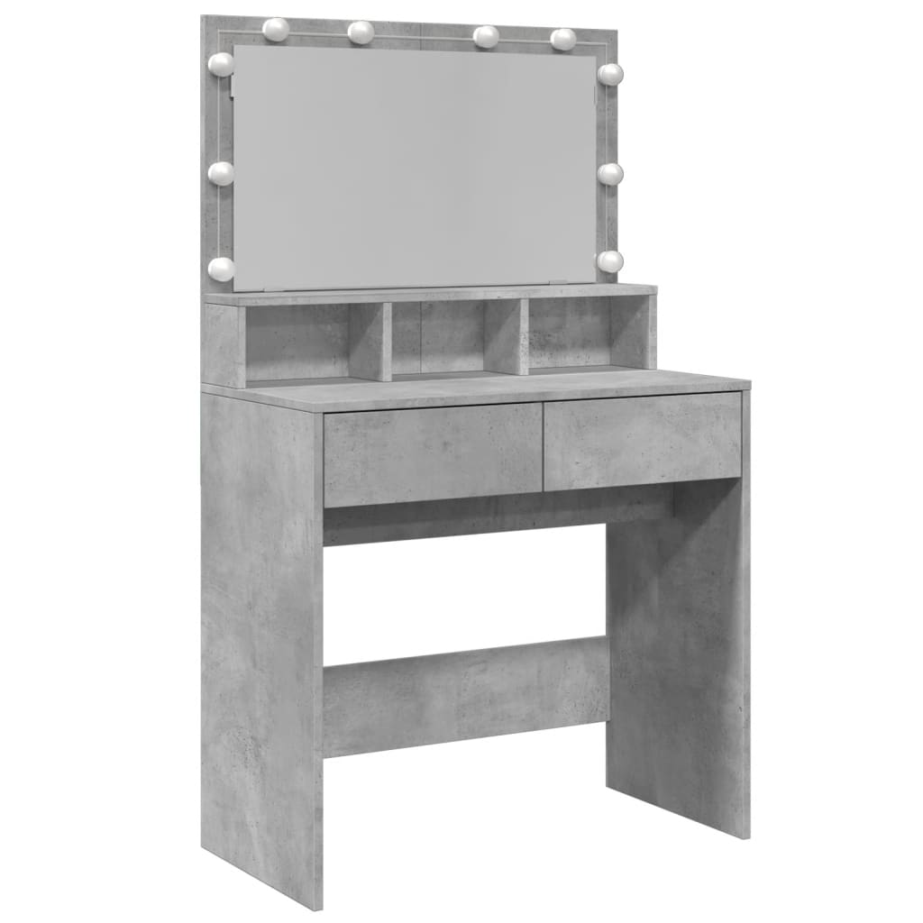 Sminkebord Med Led Betonggrå 80X41X134,5 Cm