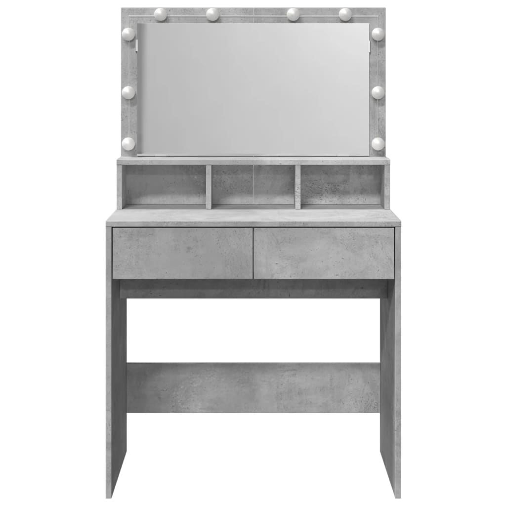 Sminkebord Med Led Betonggrå 80X41X134,5 Cm