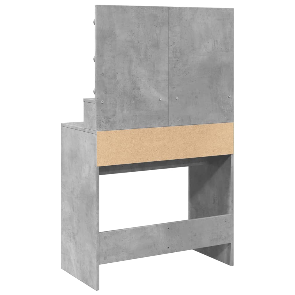 Sminkebord Med Led Betonggrå 80X41X134,5 Cm