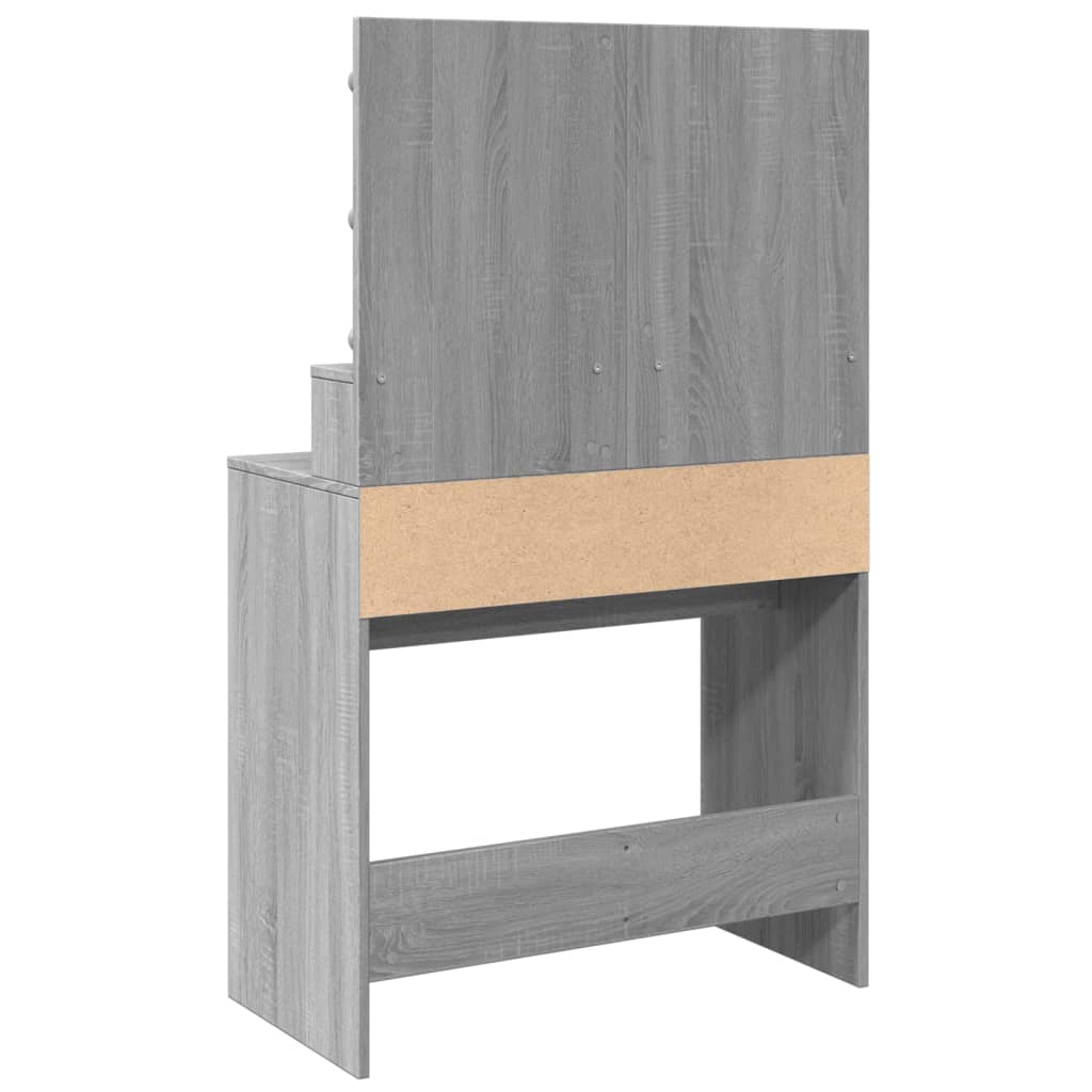 Sminkebord Med Led Grå Sonoma 80X41X134,5 Cm