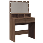 Sminkebord Med Led Brun Eik 80X41X134,5 Cm