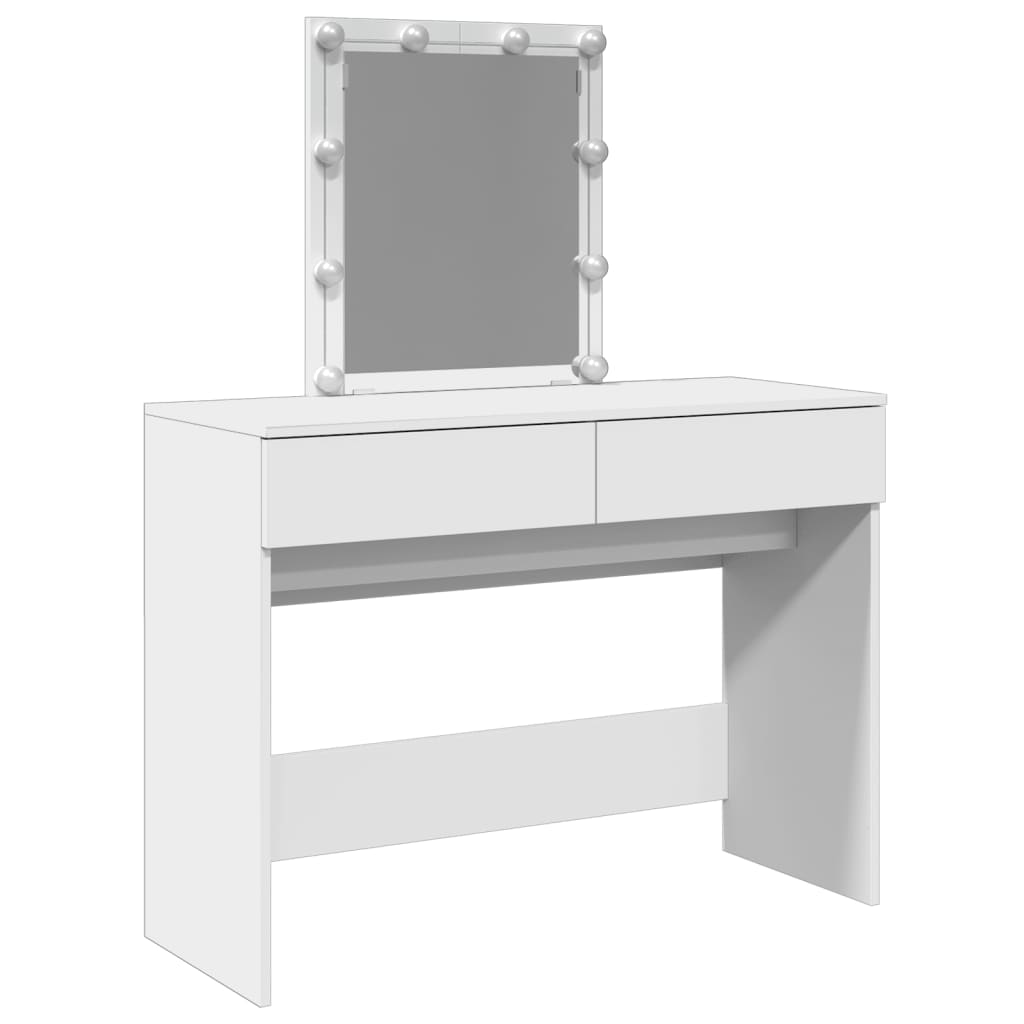 Sminkebord Med Led Hvit 100X40X130 Cm